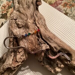 Handcrafted Silver Rainbow Chakra Crystal Bookmark
